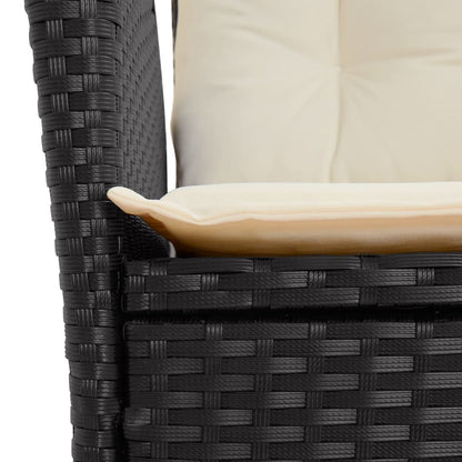 5 Piece Patio Dining Set with Cushions Black Poly Rattan