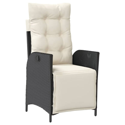 5 Piece Patio Dining Set with Cushions Black Poly Rattan