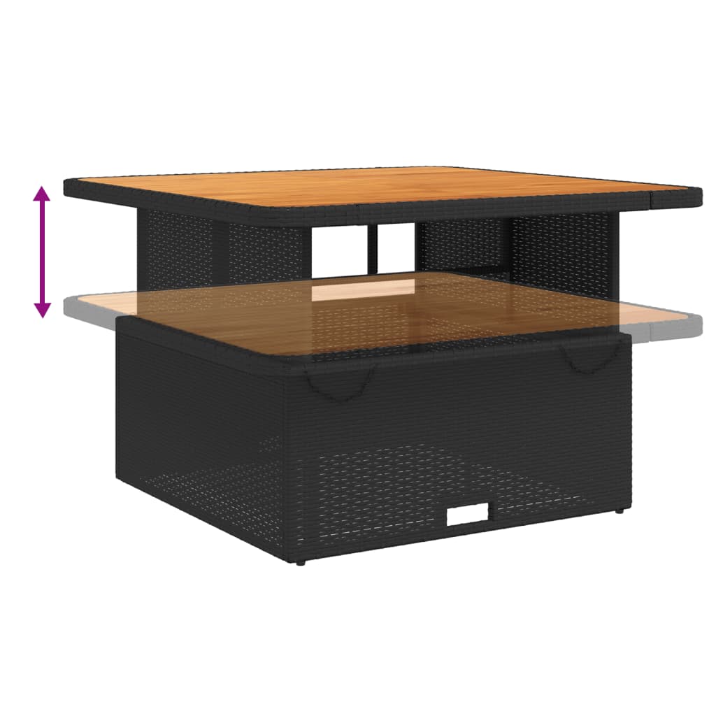 5 Piece Patio Dining Set with Cushions Black Poly Rattan