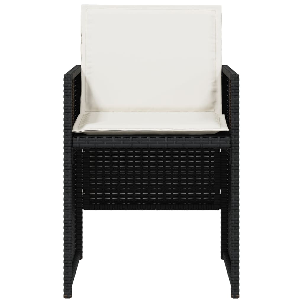 Patio Chairs with Cushions 4 pcs Black Poly Rattan