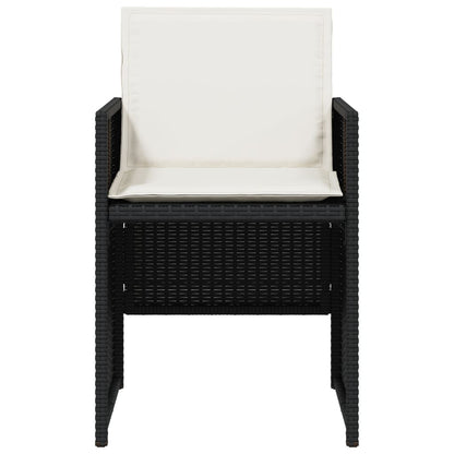 Patio Chairs with Cushions 4 pcs Black Poly Rattan