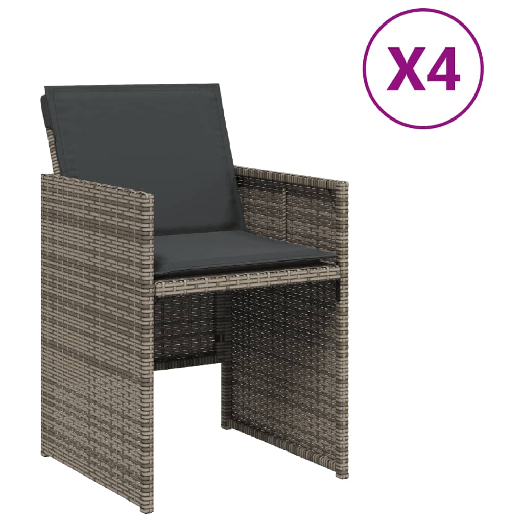 Patio Chairs with Cushions 4 pcs Gray Poly Rattan