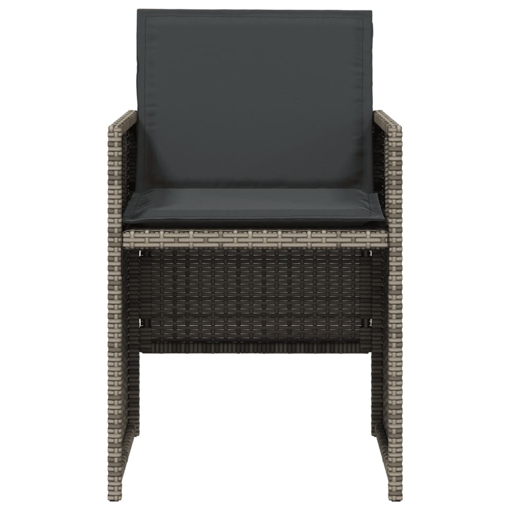 Patio Chairs with Cushions 4 pcs Gray Poly Rattan