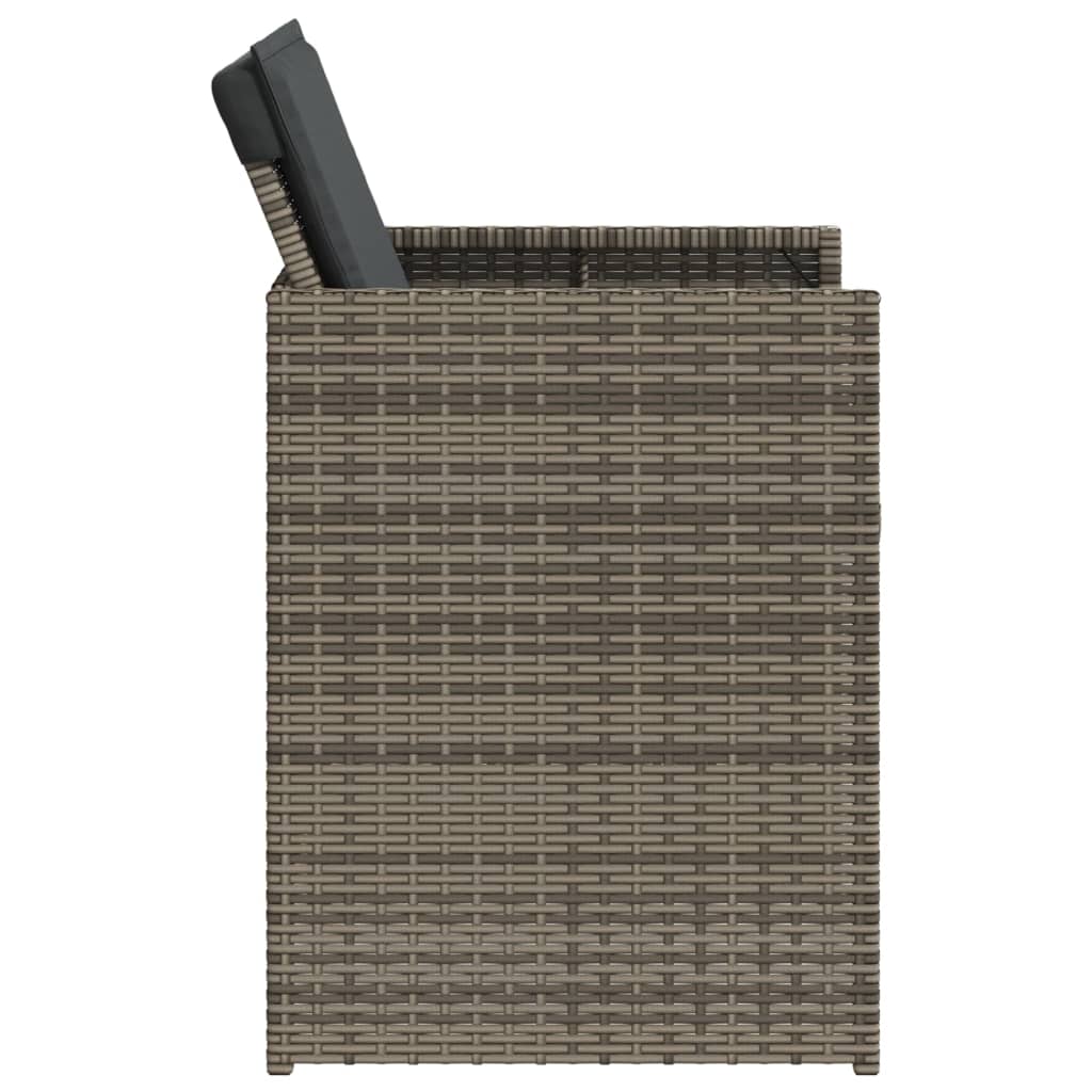 Patio Chairs with Cushions 4 pcs Gray Poly Rattan