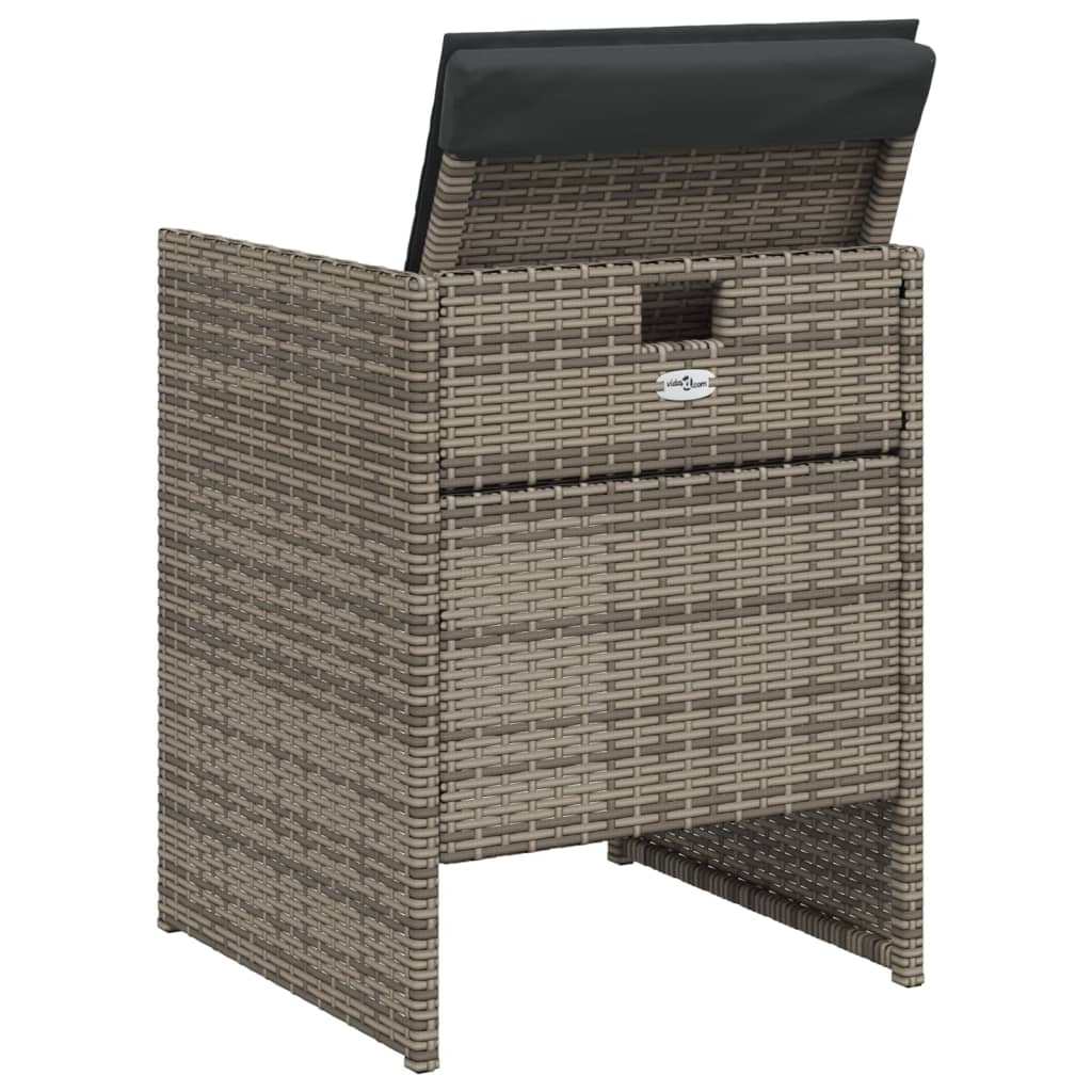 Patio Chairs with Cushions 4 pcs Gray Poly Rattan