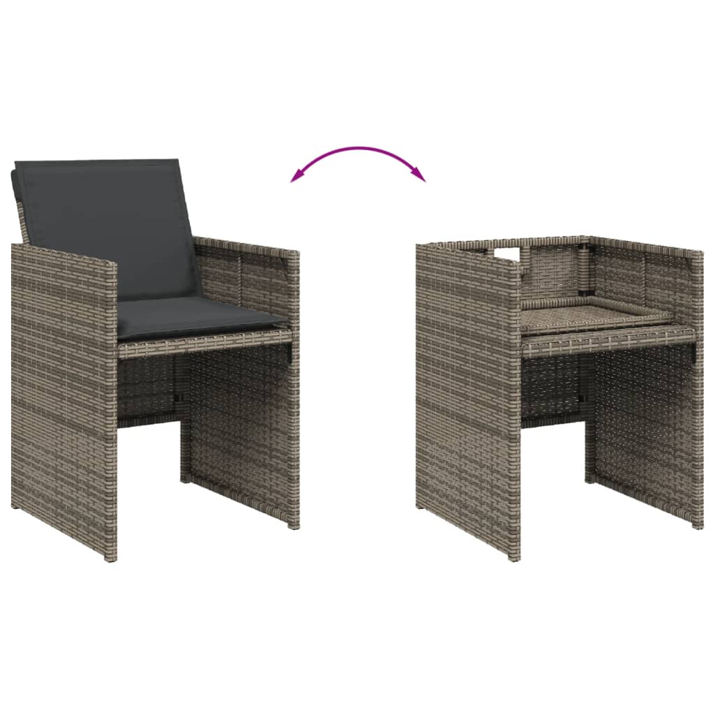 Patio Chairs with Cushions 4 pcs Gray Poly Rattan