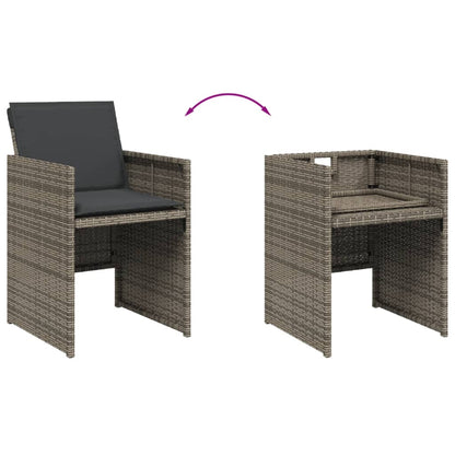 Patio Chairs with Cushions 4 pcs Gray Poly Rattan