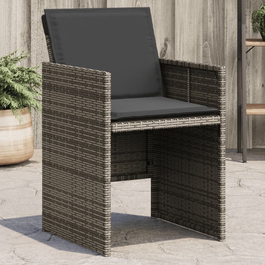 Patio Chairs with Cushions 4 pcs Gray Poly Rattan