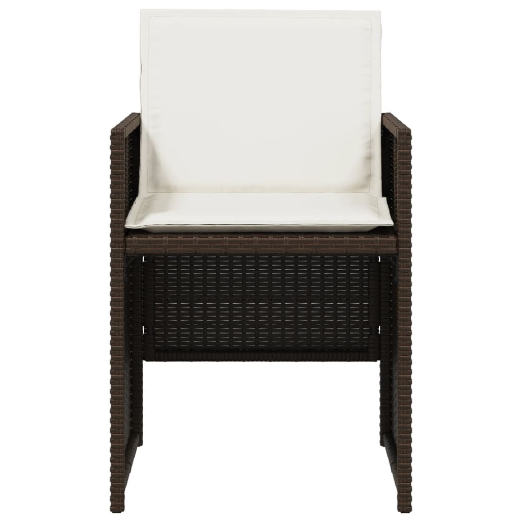 Patio Chairs with Cushions 4 pcs Brown Poly Rattan