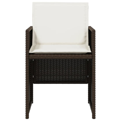 Patio Chairs with Cushions 4 pcs Brown Poly Rattan