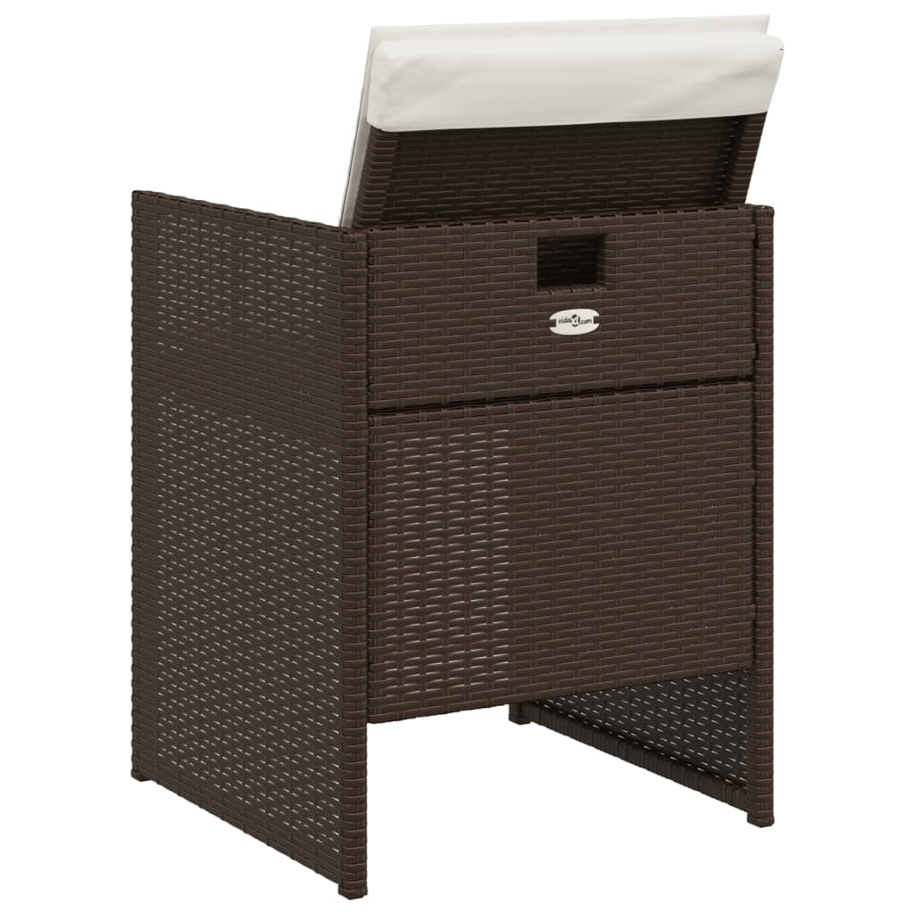 Patio Chairs with Cushions 4 pcs Brown Poly Rattan