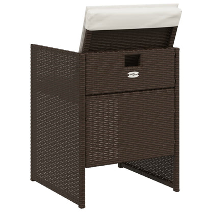 Patio Chairs with Cushions 4 pcs Brown Poly Rattan