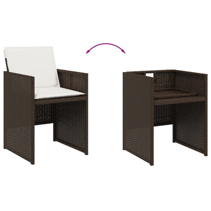 Patio Chairs with Cushions 4 pcs Brown Poly Rattan