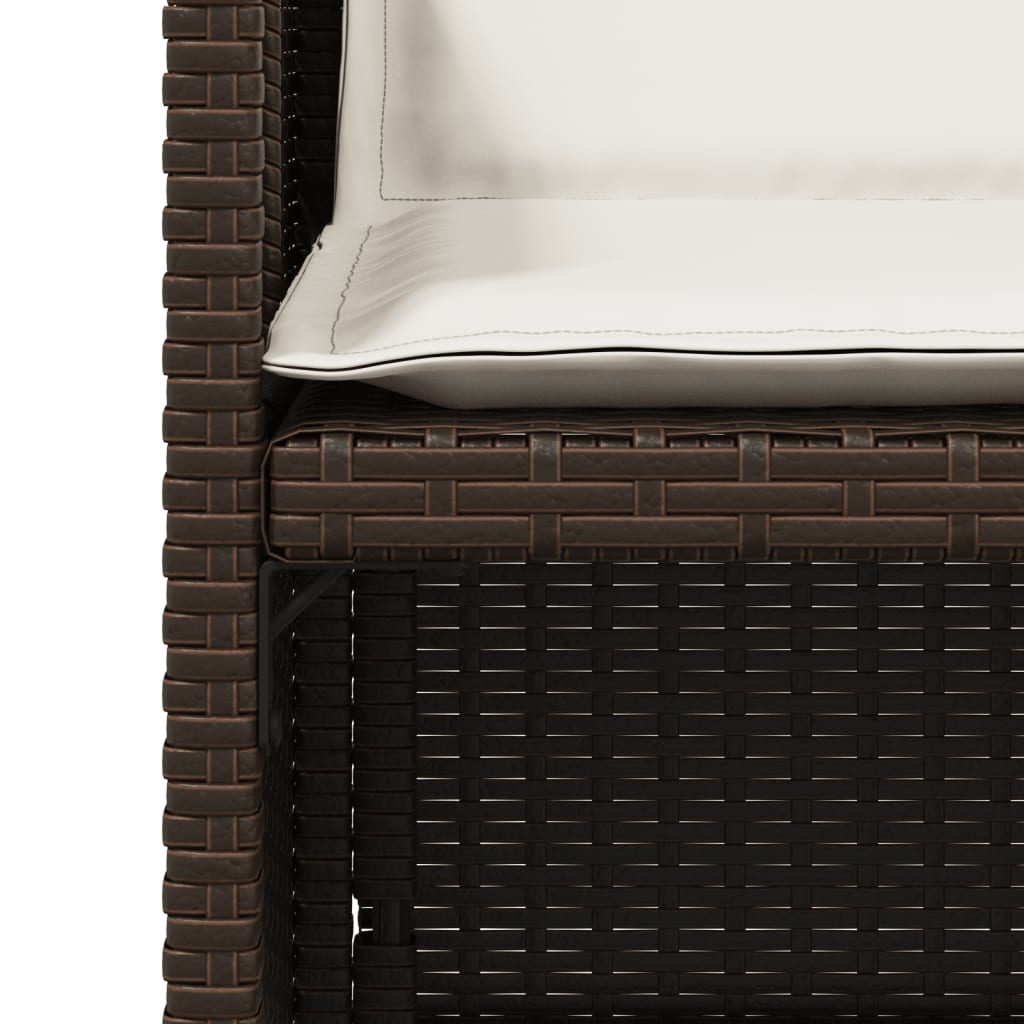 Patio Chairs with Cushions 4 pcs Brown Poly Rattan
