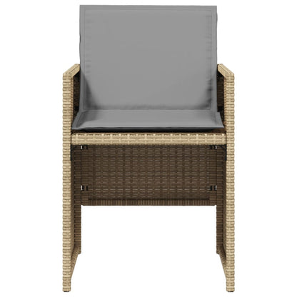 Patio Chairs with Cushions 4 pcs Mix Beige Poly Rattan