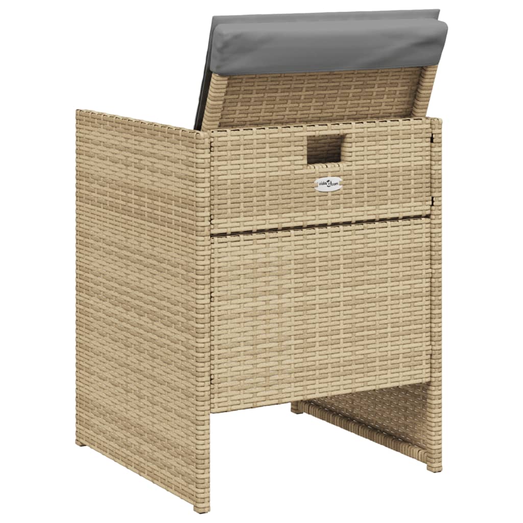 Patio Chairs with Cushions 4 pcs Mix Beige Poly Rattan