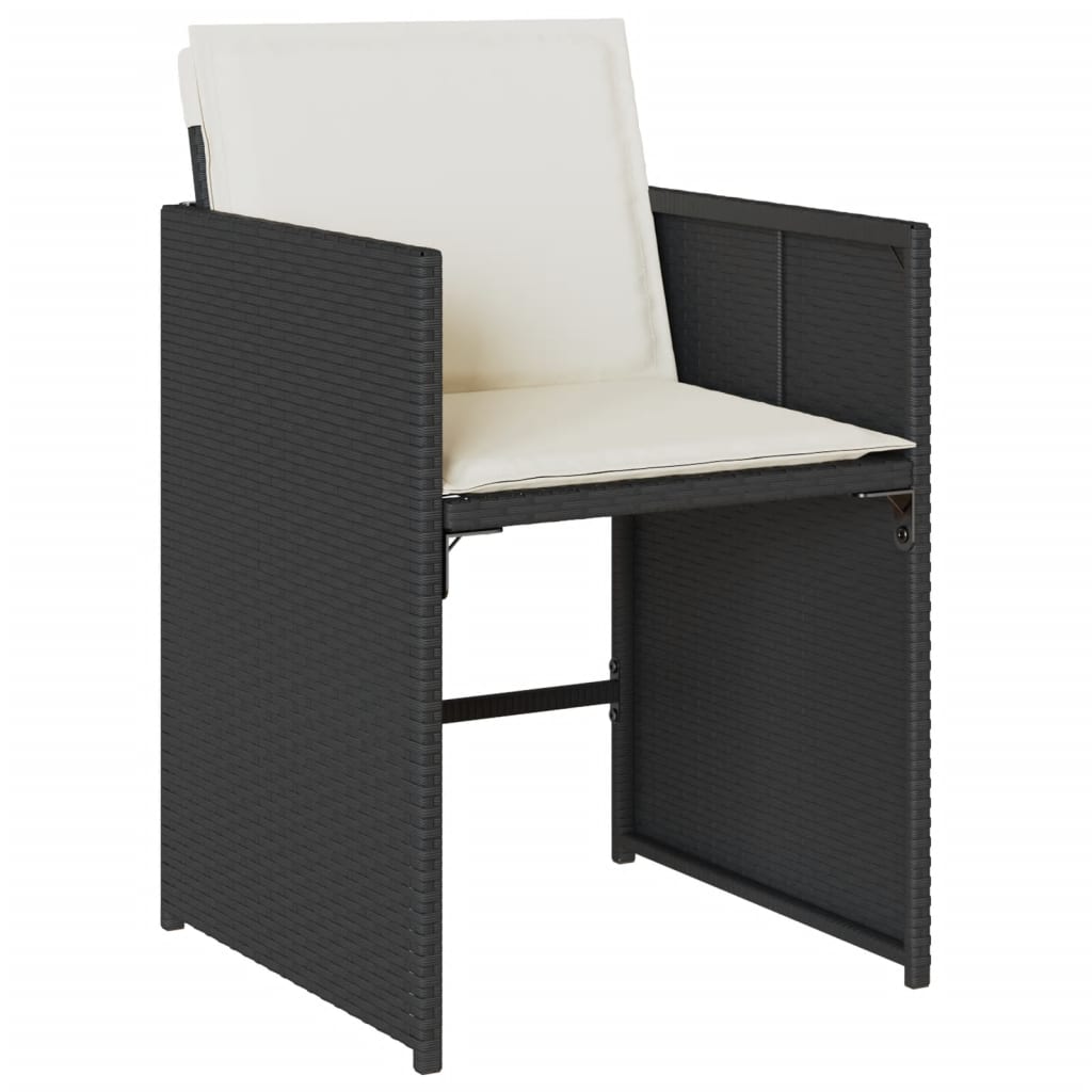 Patio Chairs with Cushions 4 pcs Black Poly Rattan