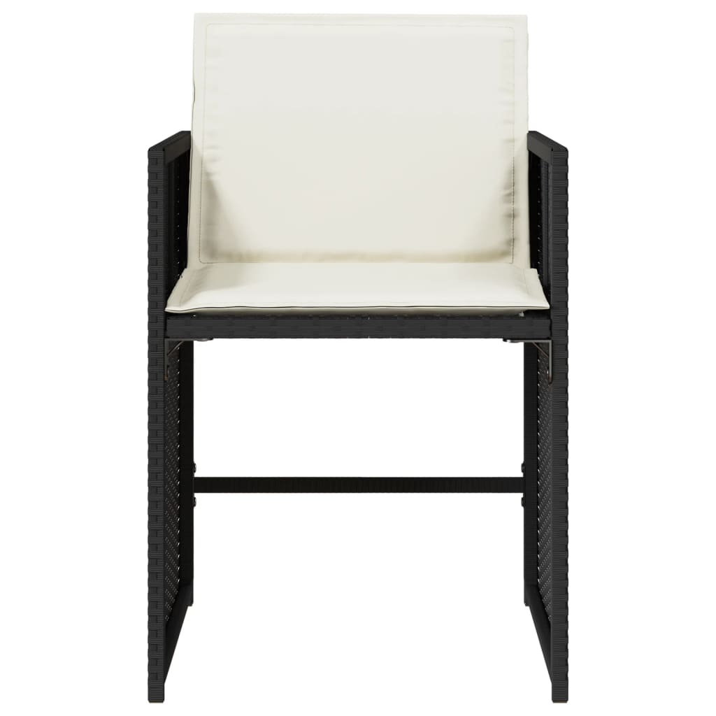 Patio Chairs with Cushions 4 pcs Black Poly Rattan