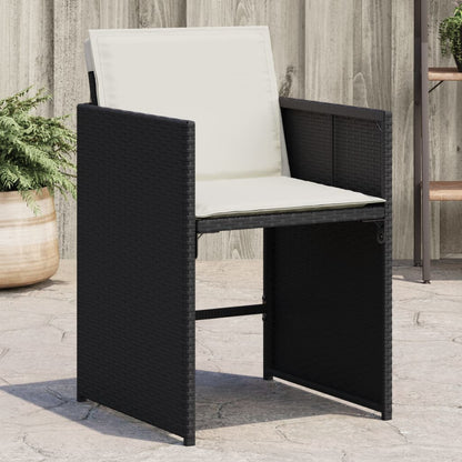 Patio Chairs with Cushions 4 pcs Black Poly Rattan