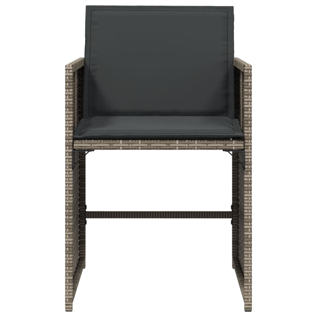 Patio Chairs with Cushions 4 pcs Gray Poly Rattan