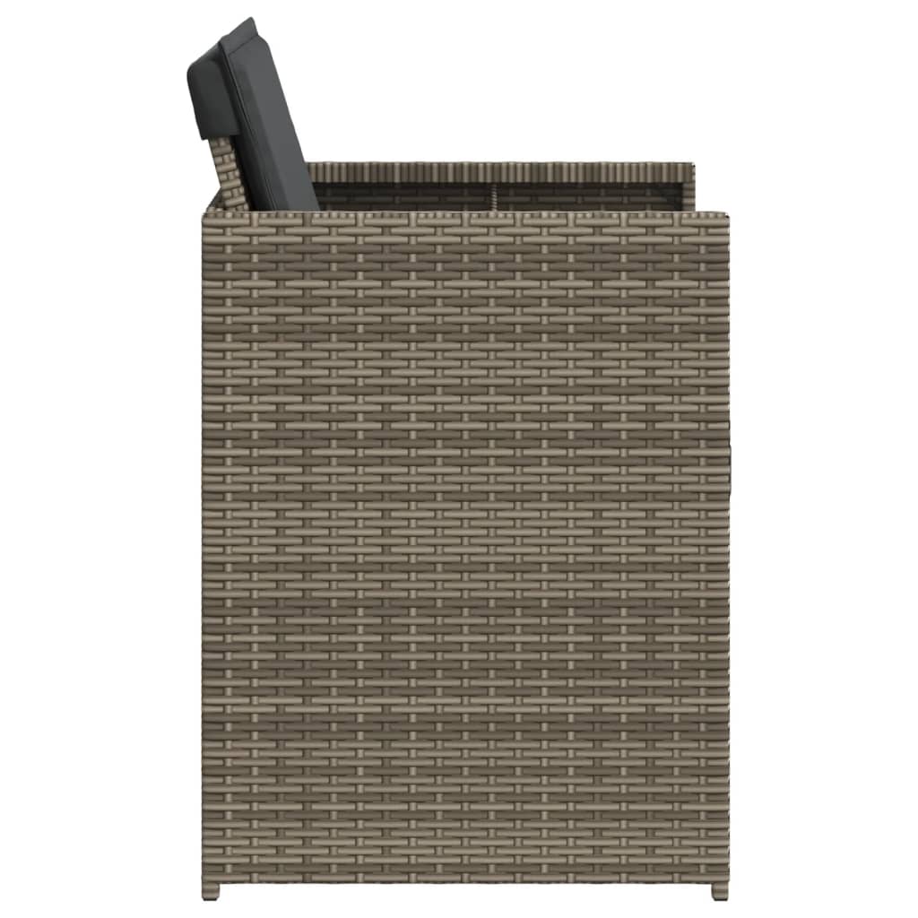 Patio Chairs with Cushions 4 pcs Gray Poly Rattan