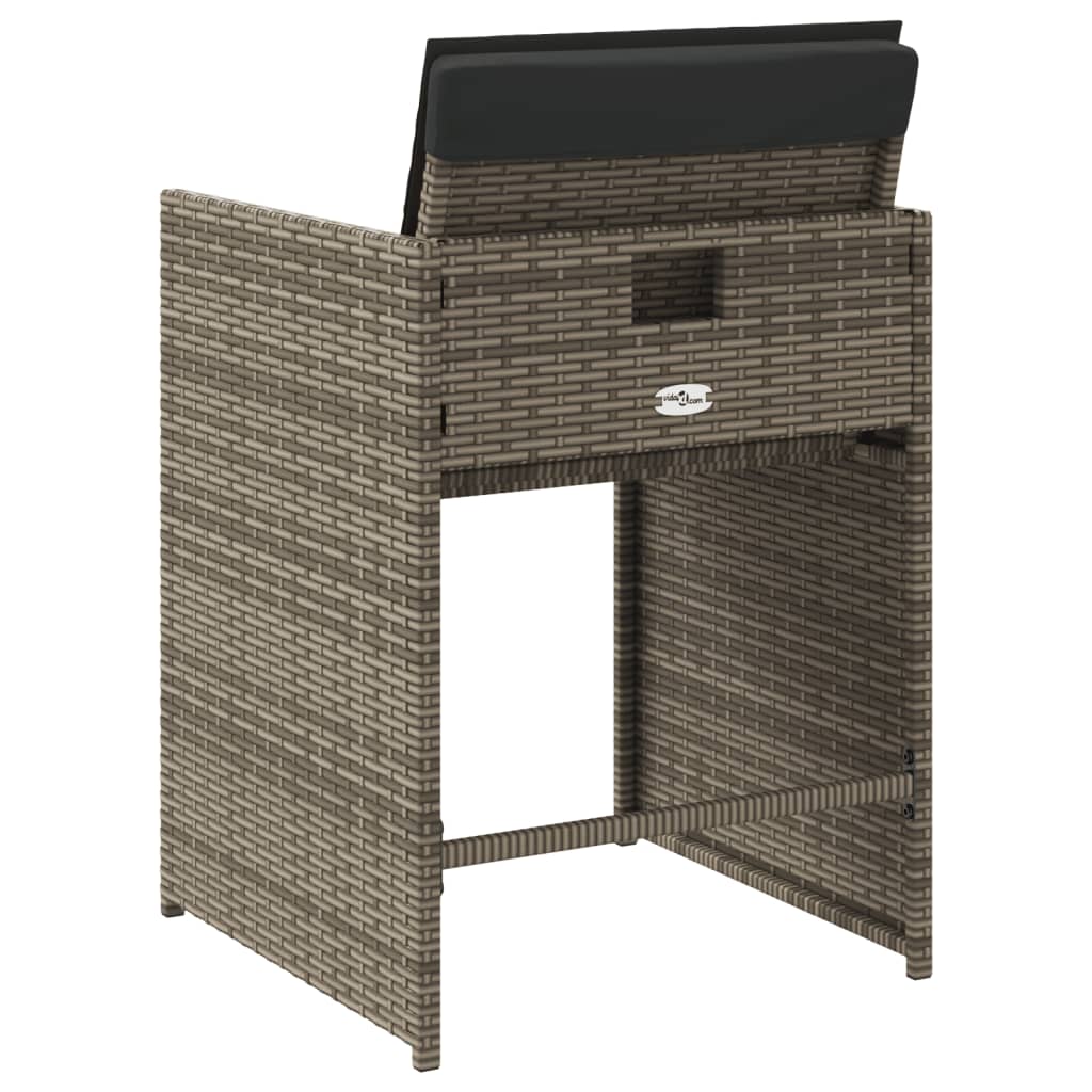 Patio Chairs with Cushions 4 pcs Gray Poly Rattan
