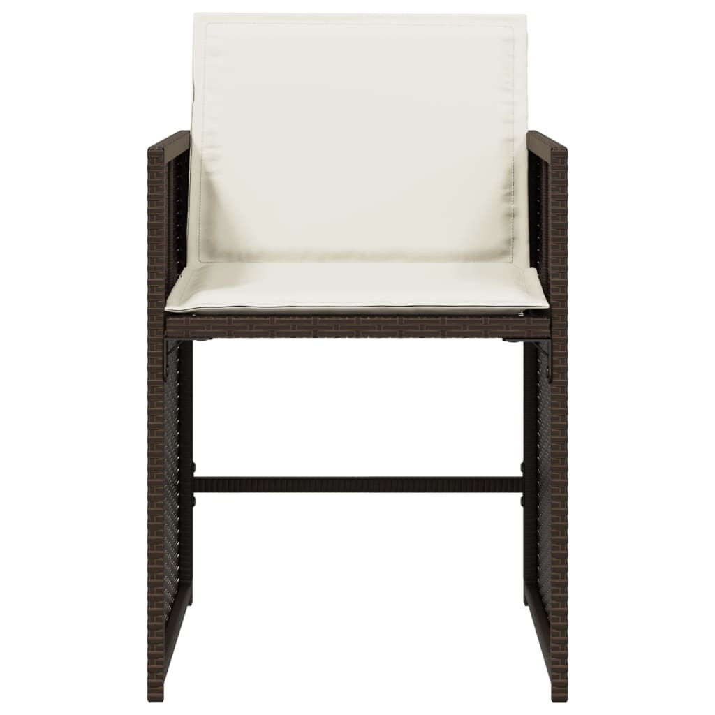 Patio Chairs with Cushions 4 pcs Brown Poly Rattan