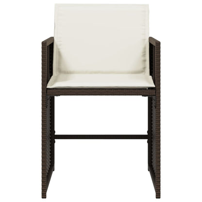 Patio Chairs with Cushions 4 pcs Brown Poly Rattan