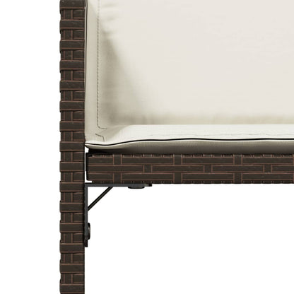 Patio Chairs with Cushions 4 pcs Brown Poly Rattan