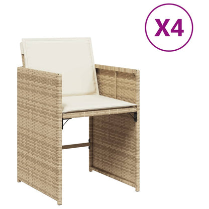 Patio Chairs with Cushions 4 pcs Beige Poly Rattan