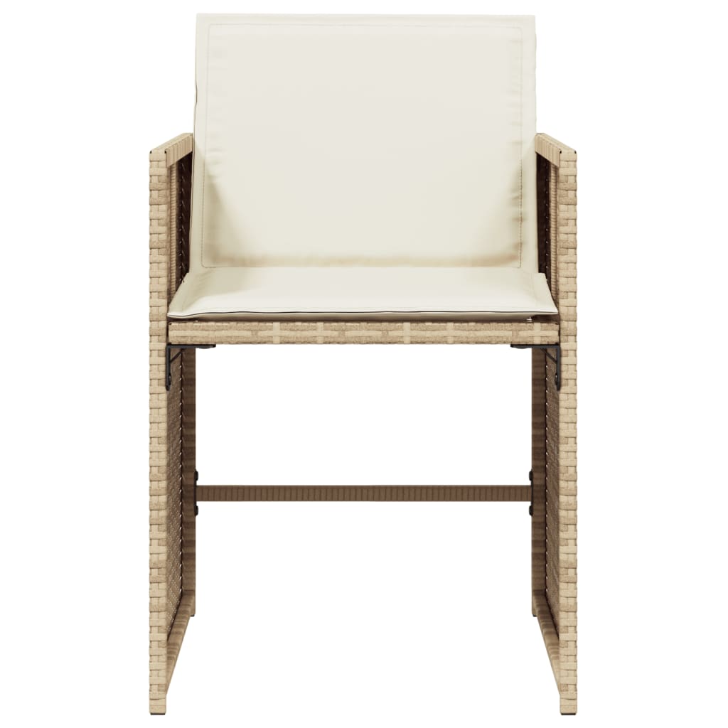 Patio Chairs with Cushions 4 pcs Beige Poly Rattan