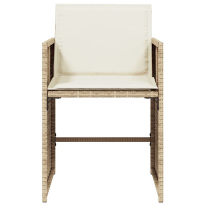Patio Chairs with Cushions 4 pcs Beige Poly Rattan