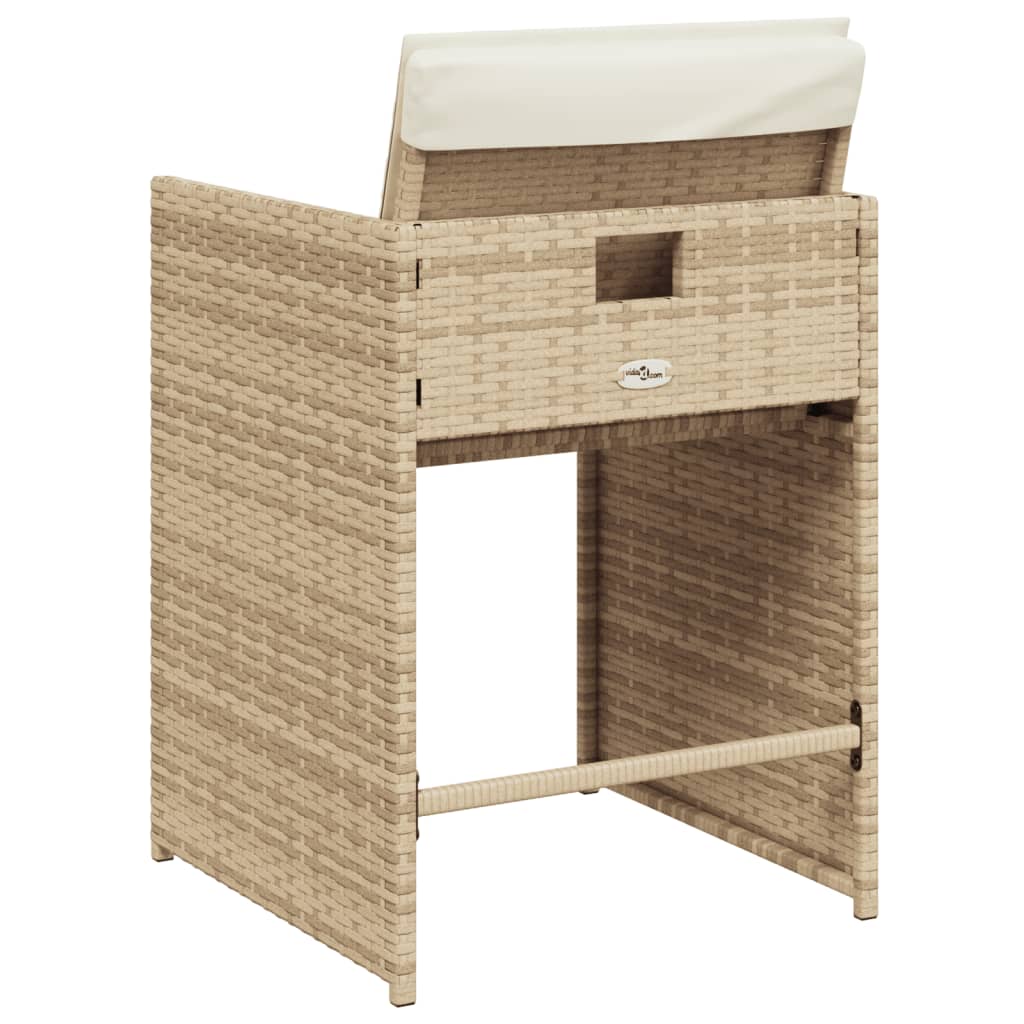 Patio Chairs with Cushions 4 pcs Beige Poly Rattan