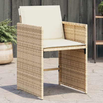 Patio Chairs with Cushions 4 pcs Beige Poly Rattan