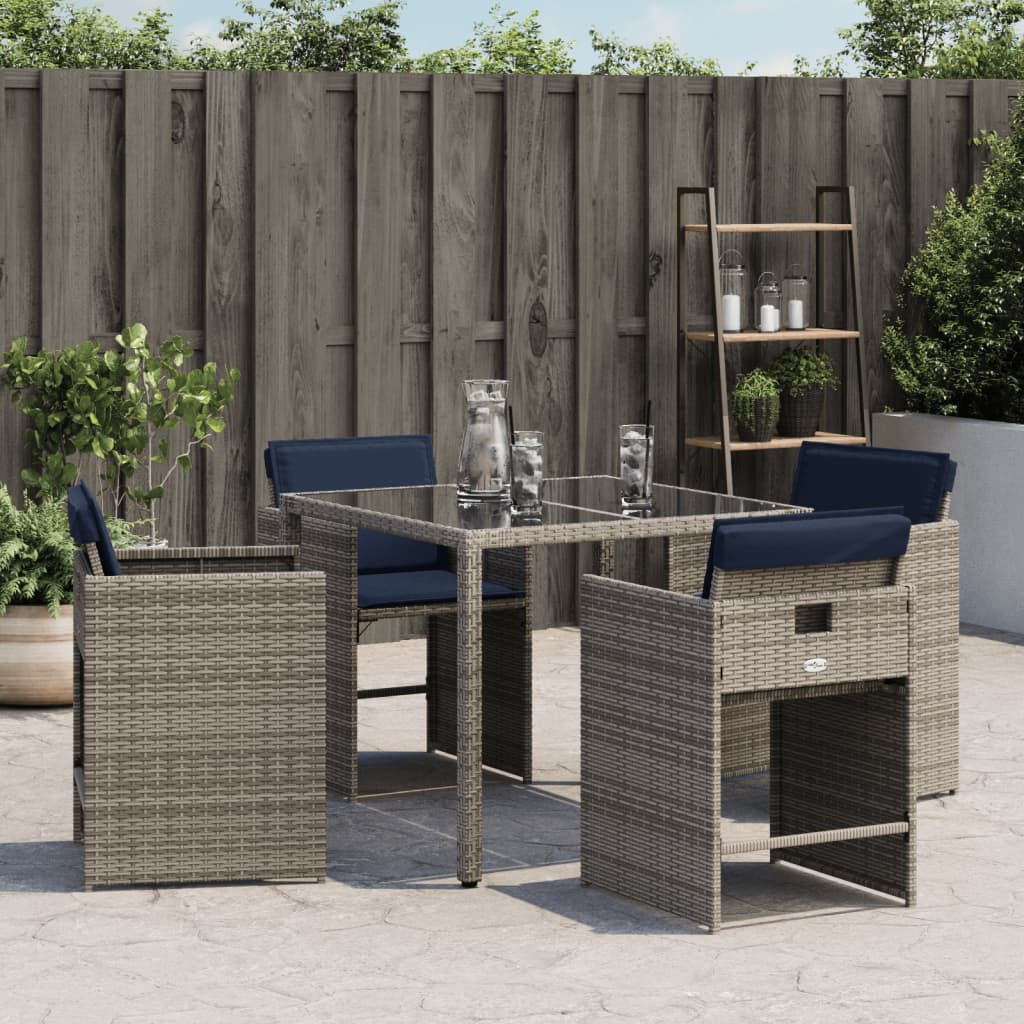 Patio Chairs with Cushions 4 pcs Gray Poly Rattan
