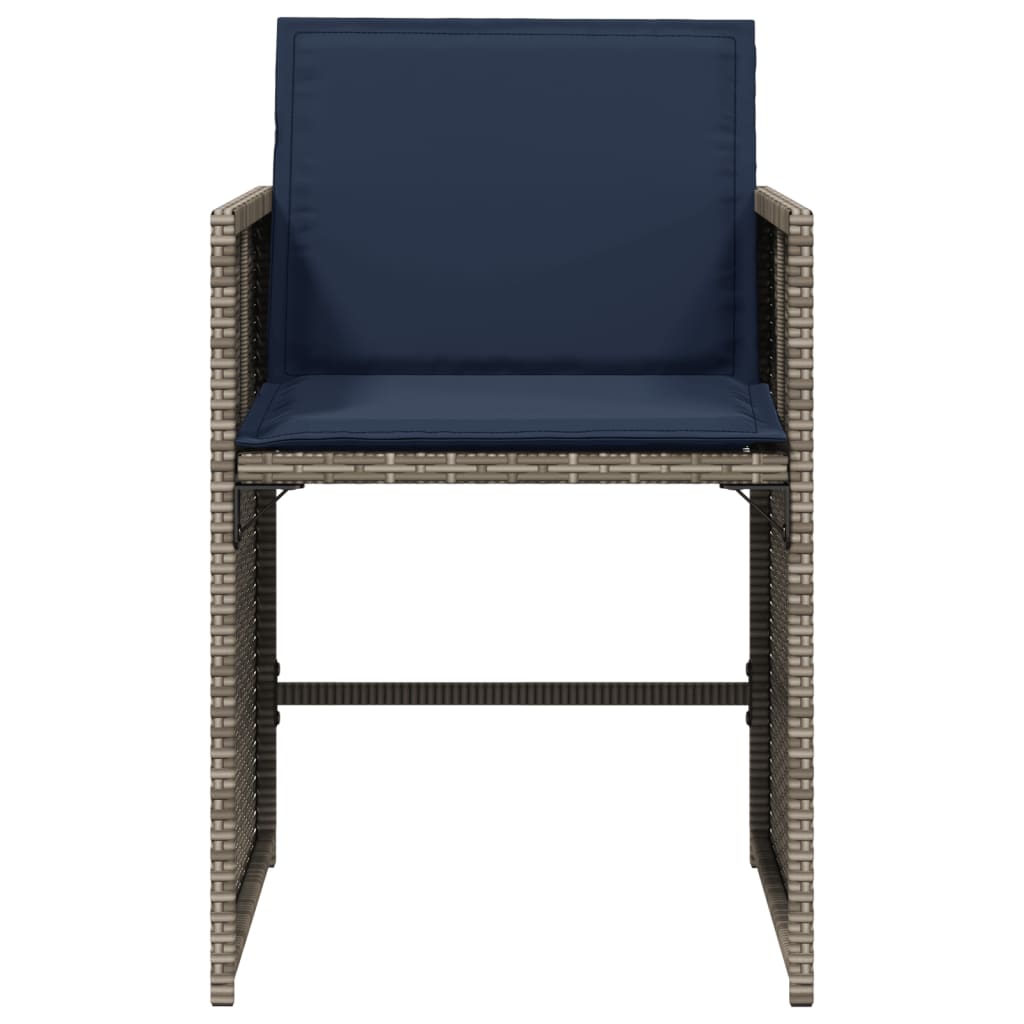 Patio Chairs with Cushions 4 pcs Gray Poly Rattan