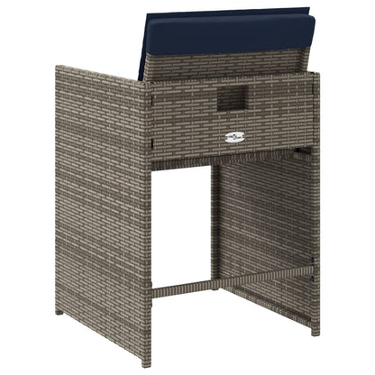 Patio Chairs with Cushions 4 pcs Gray Poly Rattan