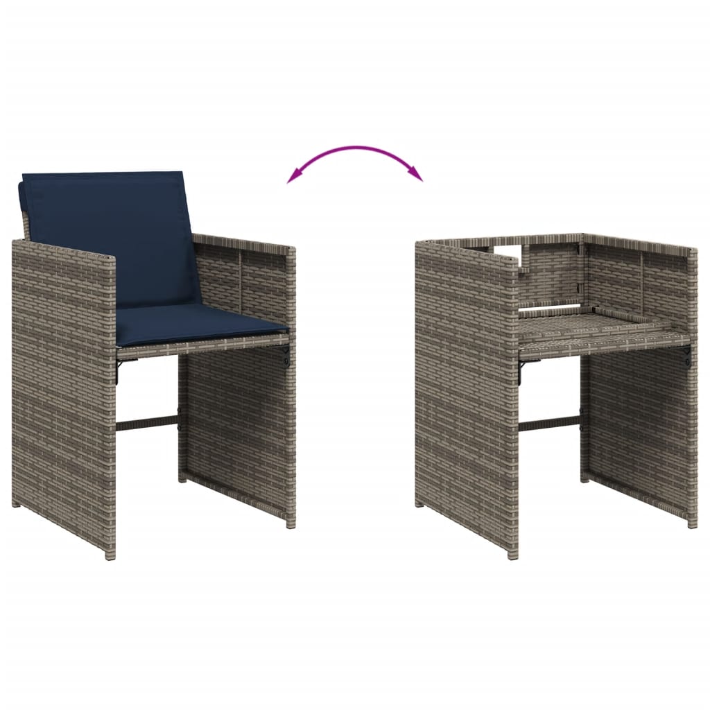 Patio Chairs with Cushions 4 pcs Gray Poly Rattan