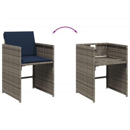Patio Chairs with Cushions 4 pcs Gray Poly Rattan