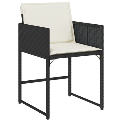 Patio Chairs with Cushions 4 pcs Black Poly Rattan