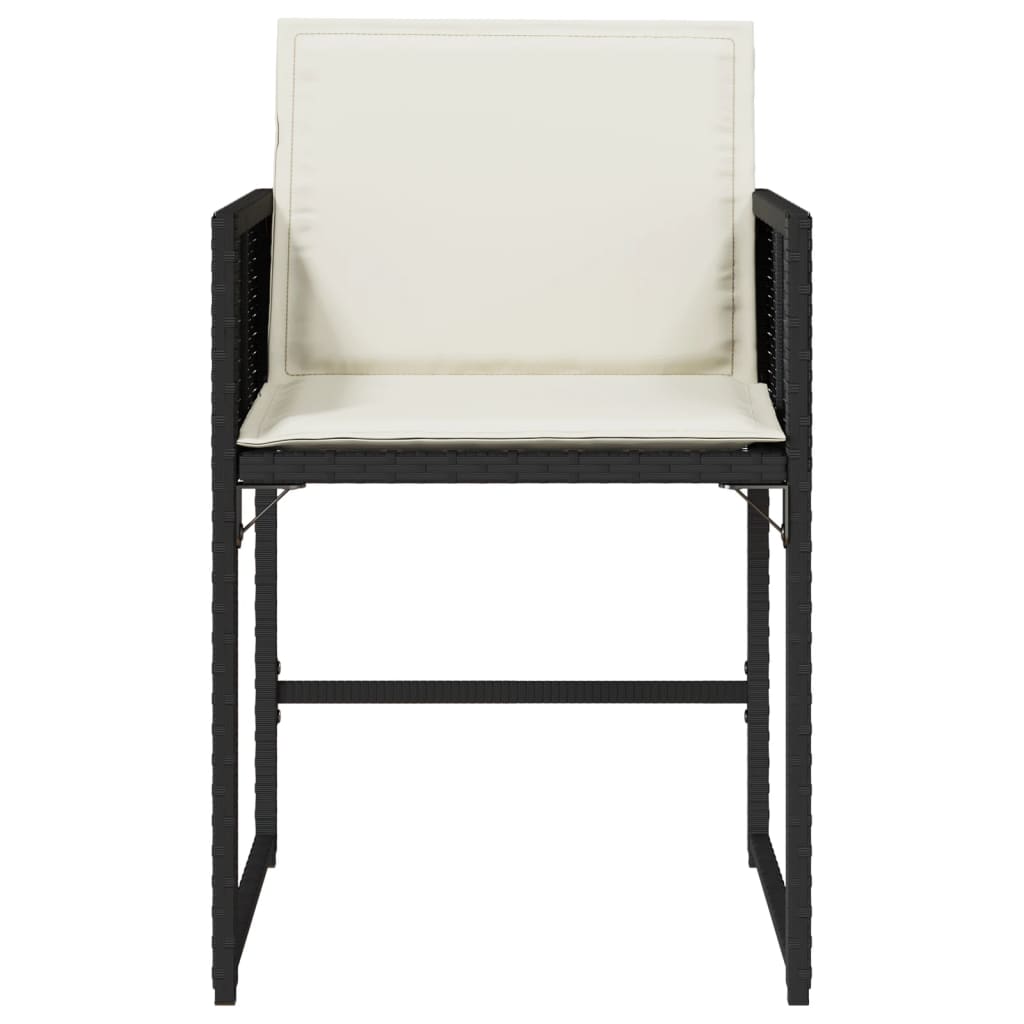 Patio Chairs with Cushions 4 pcs Black Poly Rattan