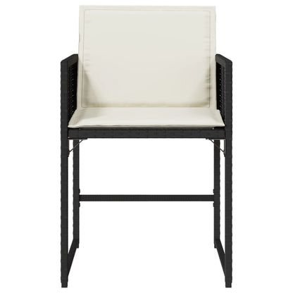 Patio Chairs with Cushions 4 pcs Black Poly Rattan