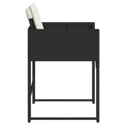 Patio Chairs with Cushions 4 pcs Black Poly Rattan