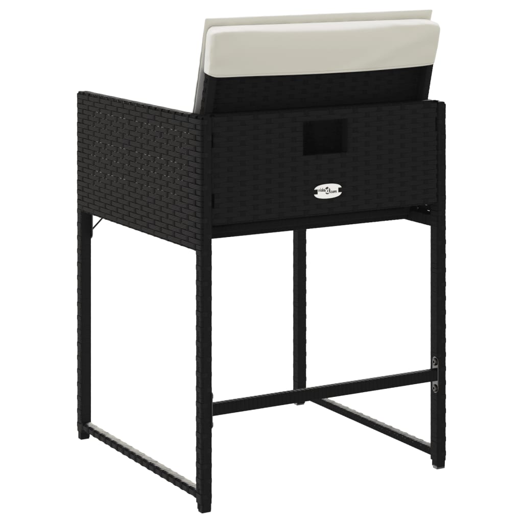 Patio Chairs with Cushions 4 pcs Black Poly Rattan