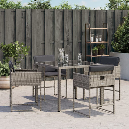 Patio Chairs with Cushions 4 pcs Gray Poly Rattan