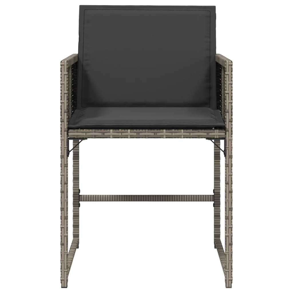 Patio Chairs with Cushions 4 pcs Gray Poly Rattan