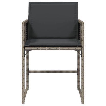 Patio Chairs with Cushions 4 pcs Gray Poly Rattan