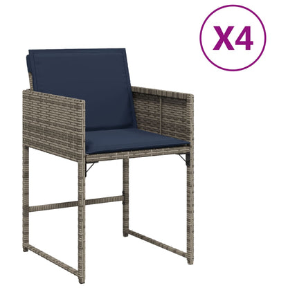 Patio Chairs with Cushions 4 pcs Gray Poly Rattan