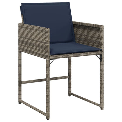 Patio Chairs with Cushions 4 pcs Gray Poly Rattan