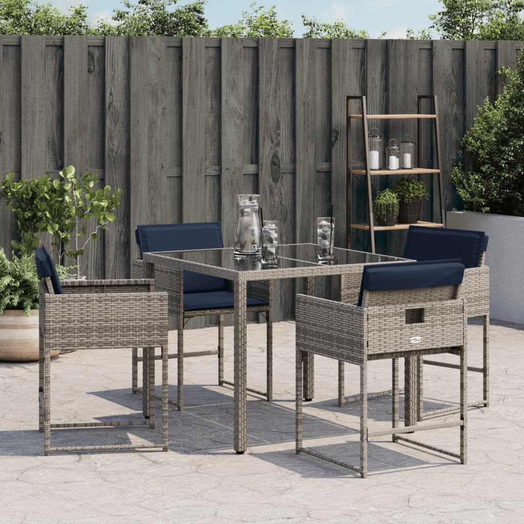 Patio Chairs with Cushions 4 pcs Gray Poly Rattan